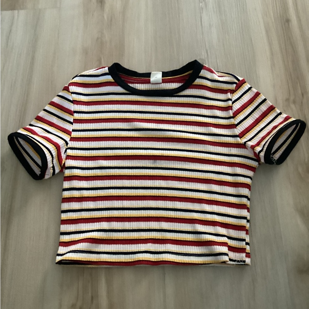 SHEIN Multicolor Striped Ribbed Tee